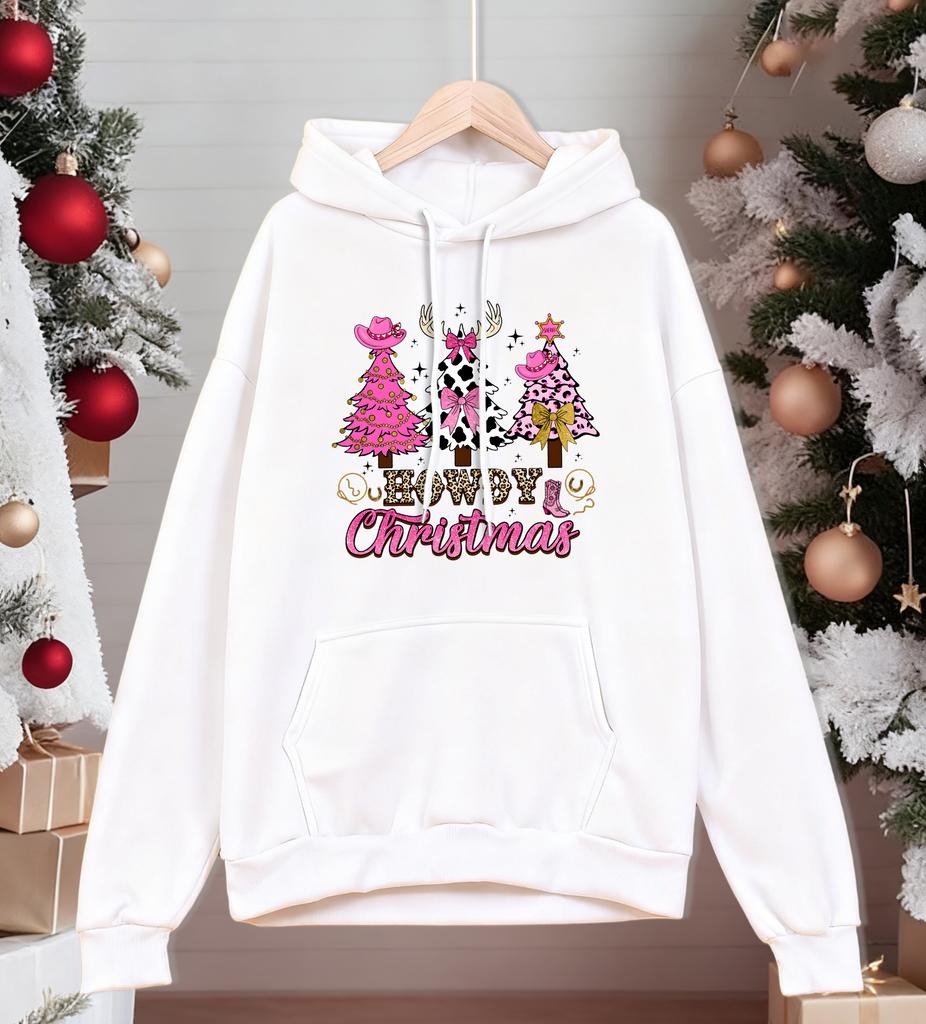 Merry Christmas Howdy Trees Design Hoody Men Loose Fleece Hoodies Autumn Hip Hop Sportswear All-Match Comfortable Clothing