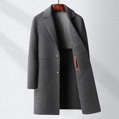 New Autumn and Winter Thickened Long Suit Collar Wool Double-sided Woolen Coat Men's Youth Slim Coat