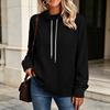 Women's Long Sleeve High Neck Pullover Sweatshirt with Pocket Color Casual Top