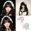 Lace Bowknot Hairhoop for Women Girl Sweet Ribbon Lace Headband Cosplay Costume Party Headdress for Anime Show