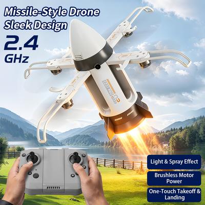 Brushless RC Starship Flying Toy Foldable Rocket Plane Stunt Rocket Car Remote Control Flying Space Rocket Toy with Spray