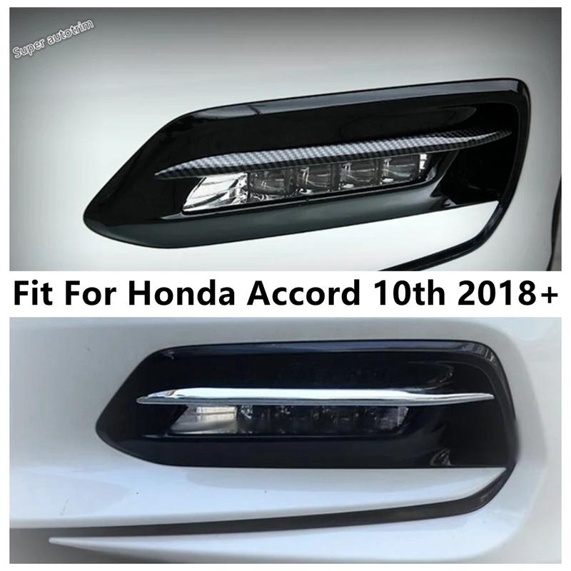 Car Front Fog Lights Lamps Eyebrow Strip Decoration Cover Trim For Honda Accord 10th 2018 - ABS Chrome Accessories Exterior