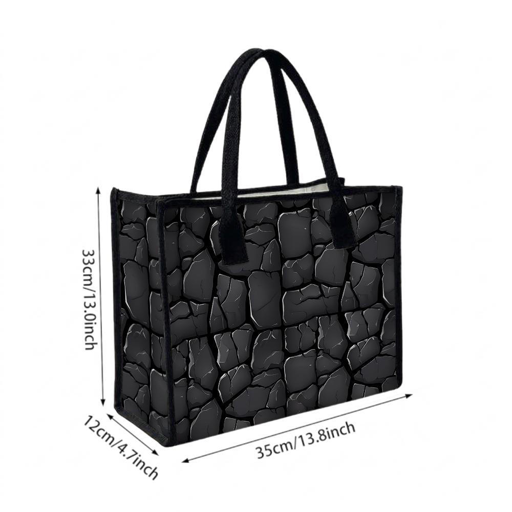 Cracked Pattern Tote Bag Fashion Casual Large Capacity Handbag for Daily Use