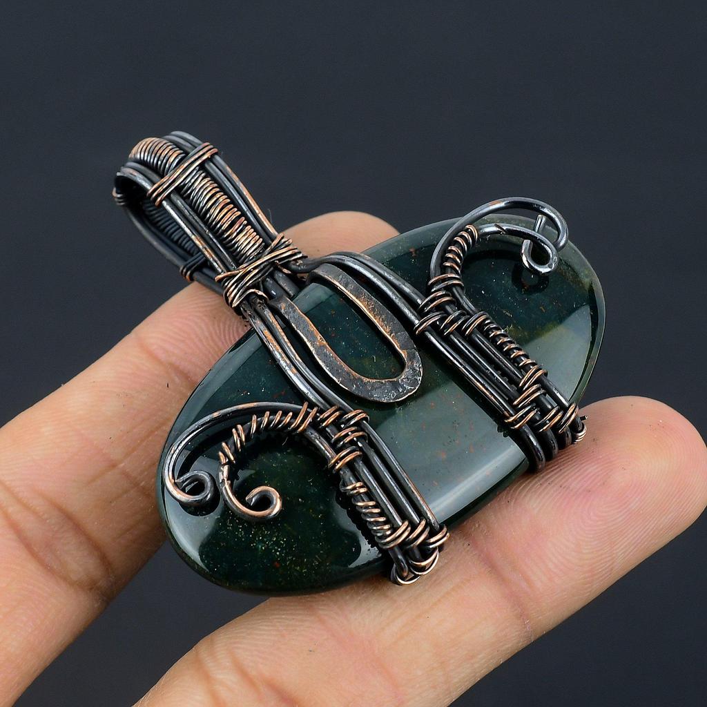 Bloodstone 999 Copper Wire Wrapped Pendant Handmade Gemstone Jewelry, Gifts For Wife Brand New Pendant
