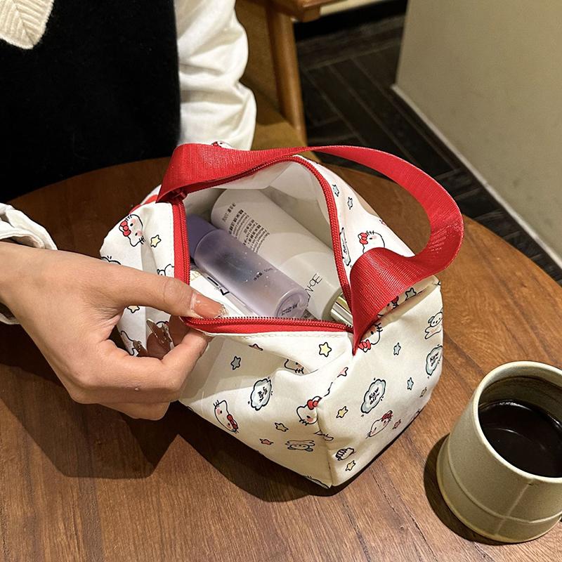 Kawaii Hellokitty Anime Cosmetic Bag Women'S Makeup Case Portable Toiletry Bag Large Capacity Handbags Travel Tote Gift For Girl