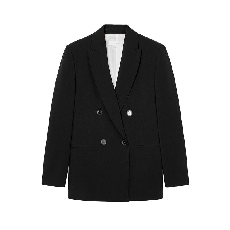 With Padded Shoulder Lapel Long Sleeve Suit Coat 2129095 Pleated Wide Leg High Waist Casual Trousers 2125095