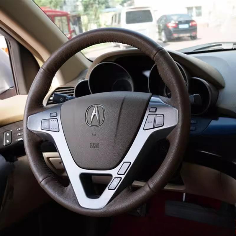 Hand-Stitched Dark brown genuine leather car Steering Wheel Cover For Acura MDX 2007-2013 car accessories