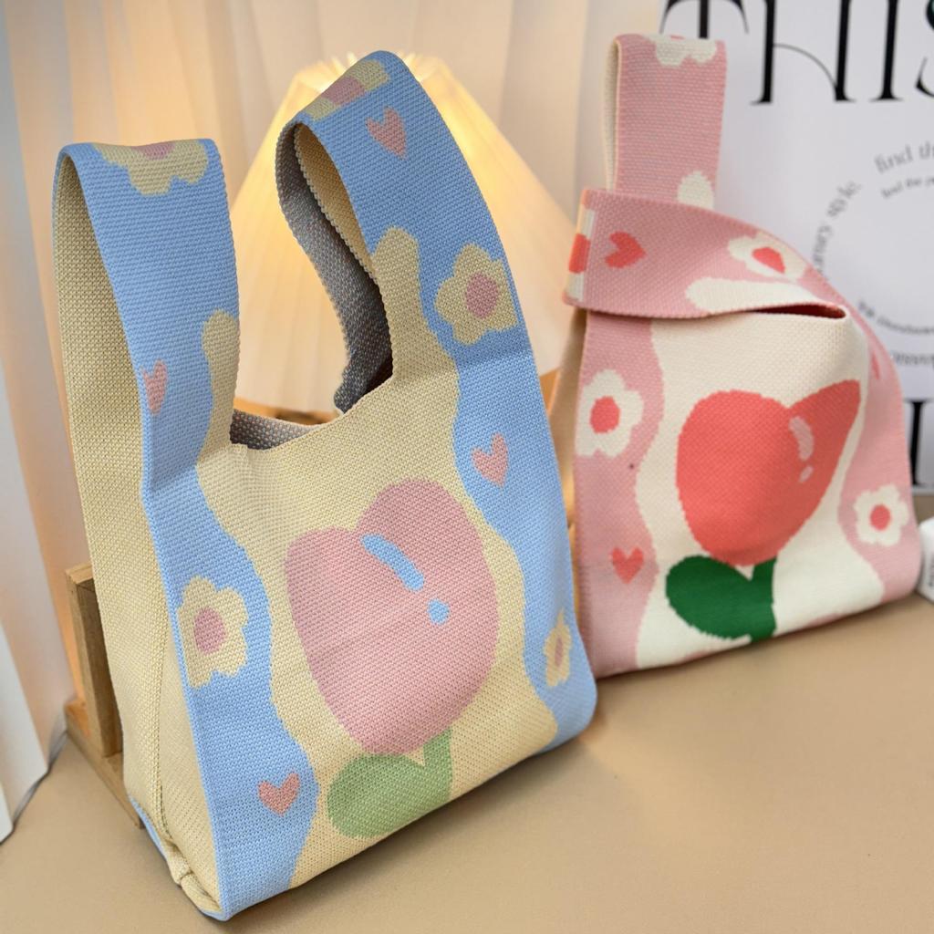 Festive Knitted Wedding Candy Bag - Personalized Korean Handbag with Logo