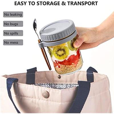 Taza de avena portátil para pasar la noche, 350ML, con tapa, taza para desayuno, vaso de cereal, vaso de vidrio, tarro para ensalada, taza de Yogurt