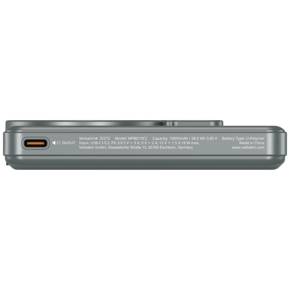 Verbatim Powerbank 10000Mah Charge N Go With Magnetic Stand Wireless And Tft