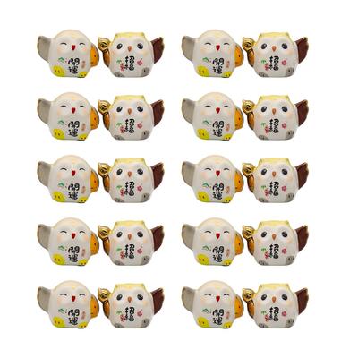 Castle Enterprise Good Luck and Good Fortune Pair of Total Length 5cm X 10 Pieces Set God of Learning In for Commercial Use Owls, (case Included) "No
