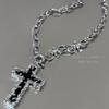 Punk hiphop cross necklace women's long hip hop sweater chain accessories men's trend fashion collarbone chain