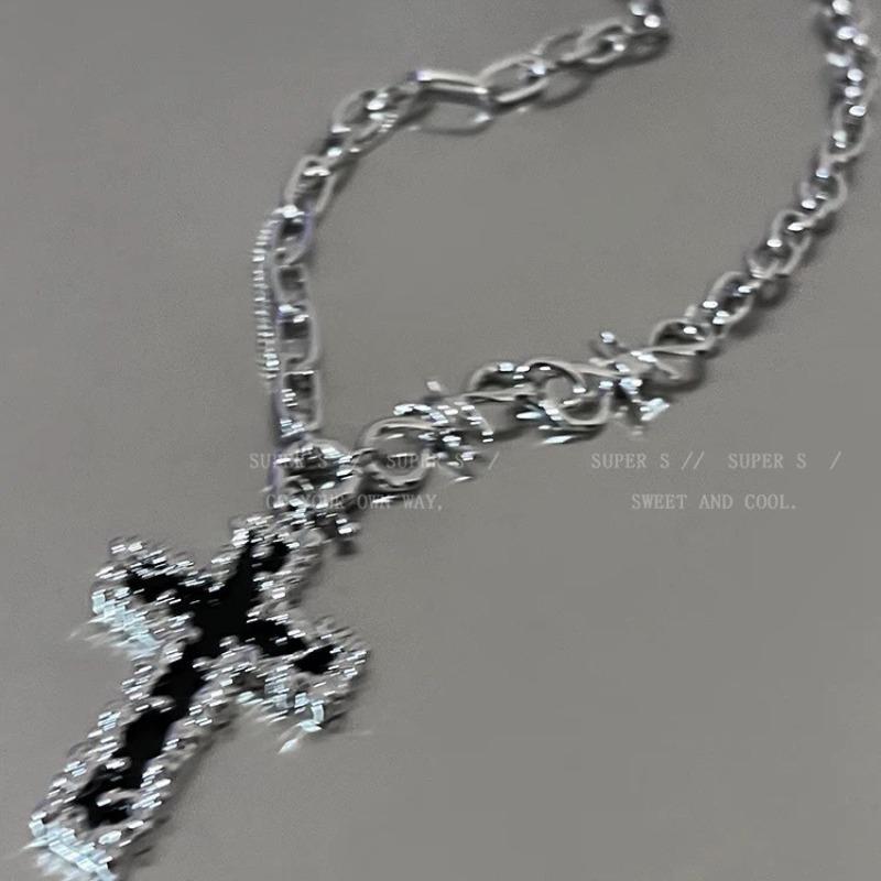 Punk hiphop cross necklace women's long hip hop sweater chain accessories men's trend fashion collarbone chain