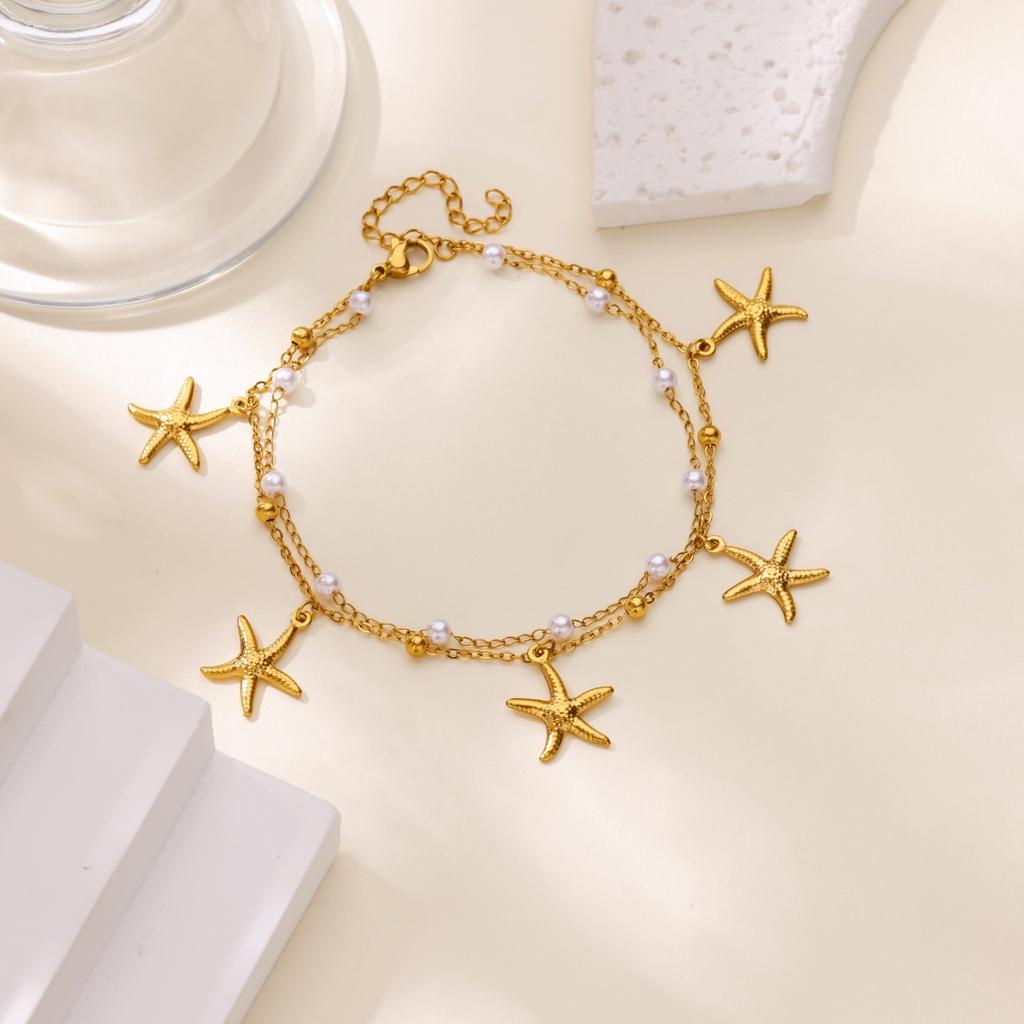 Stainless Steel Imitation Pearl Anklets for Women Gold Color Chain Ankle Bracelet Anklet Summer Beach Jewelry Accessories Gift