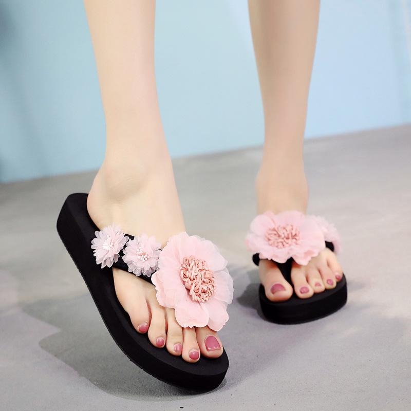 "Shanjiao 2025 Women's Handmade Black Flip Flops - Summer Fashion Non-Slip Beach Slippers with Thick Sole"