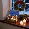 Small Xmas Nativity Manger Set Iron Box Pocket Holy Family Mary Jesus Shepherd Animal Figurines Christmas Easter Desk Decor Gift