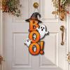 Halloween Hanging Sign Boo Ghost Sign, Wooden Door Hanger Cute Retro Decor Witch Hat for Front Wall Festival Celebration