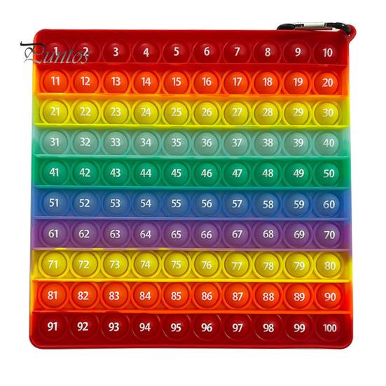 

1/3 шт. Лопающиеся пузыри, радуга, таблица сотен, дети, счет, номер 100, сенсорная игрушка, снятие стресса, квадратная силиконовая доска с числами, дети, учителя математики A