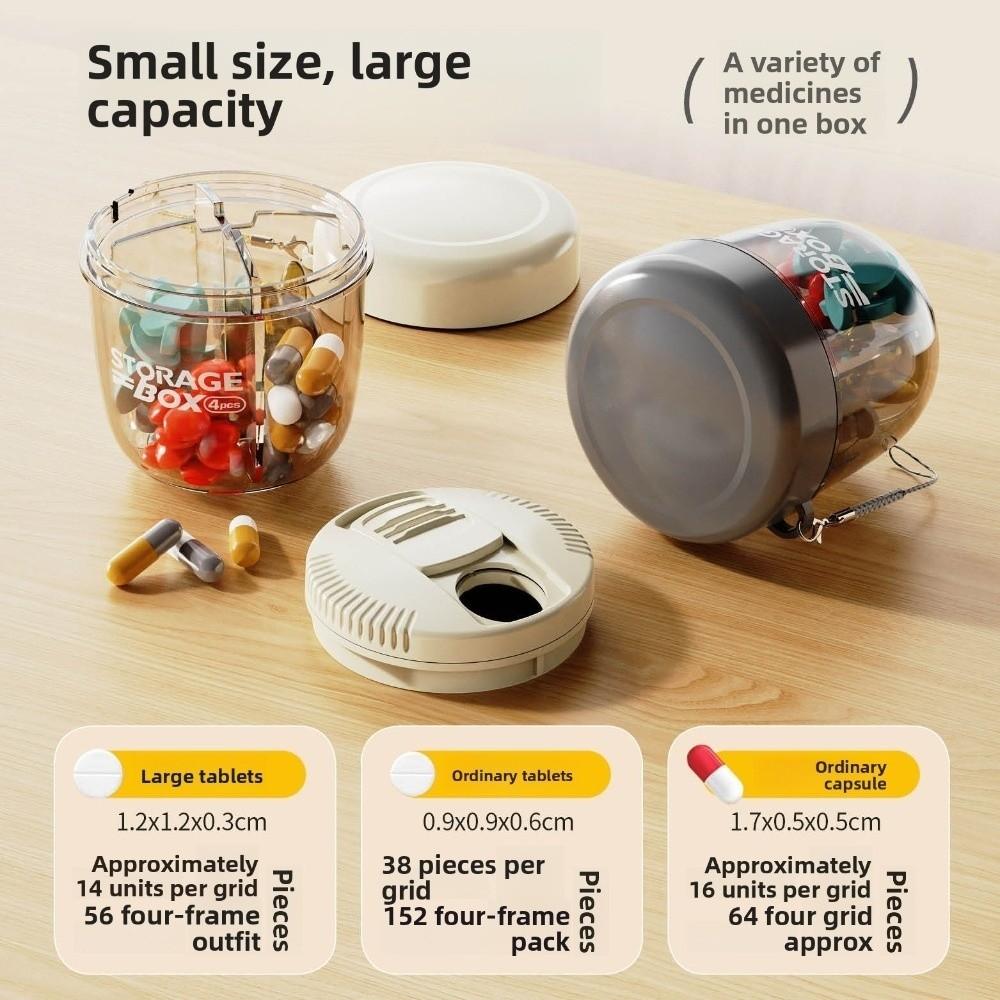 Plastic Medicine Container 4 Grids Pill Organizer Box New Sealed Pill Dispenser  for Vitamin