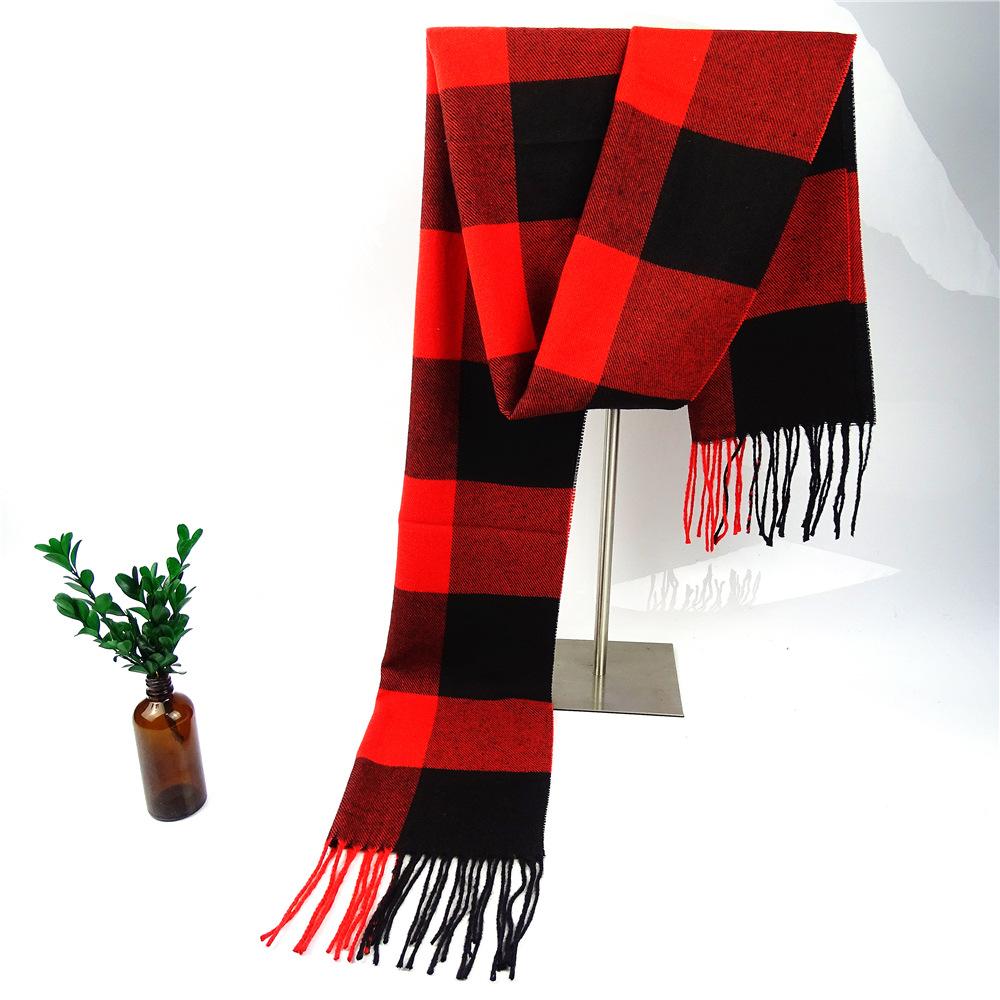 

Осень/Зима 2025 Новый шерстяной шарф для женщин, утолщенная теплая шаль, клетчатый кашемировый шарф, зимний шарф для мужчин 32*190cm
