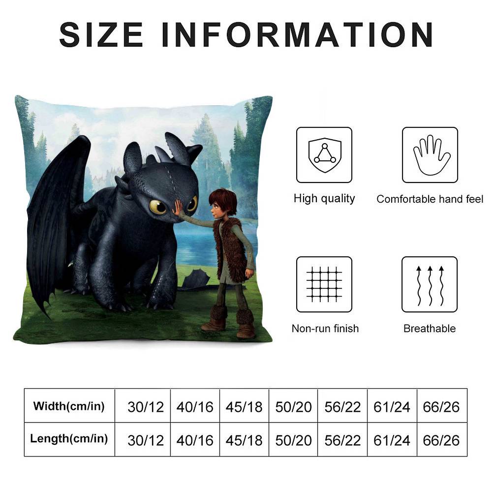 How To T-Train Your D-Dragon Pillow Case Sofa Living Room Bedroom Double-sided Printing Square Cushion Nap Time Pillow Case