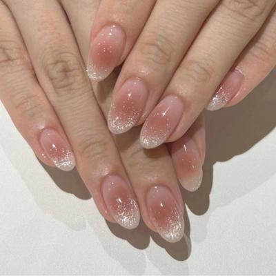 Blush Cat's Eye Wearing Nail Removable False Nail Art Sheet Nail Sheet Oval Nail Sheet 24 Pieces