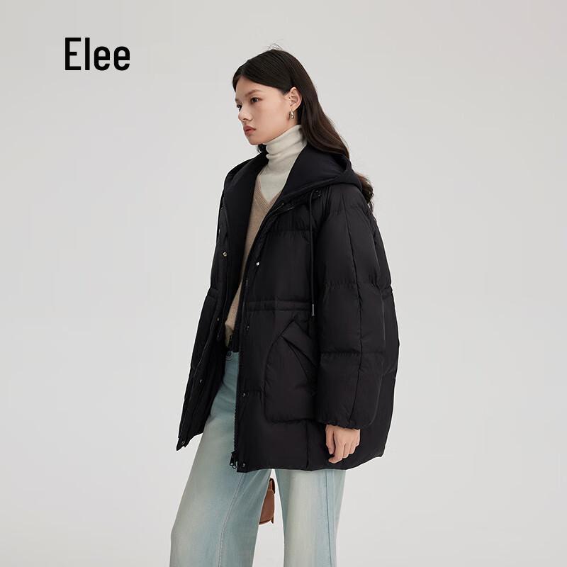 Aolaiyi Women's Mid-Length Detachable Hood Down Jacket