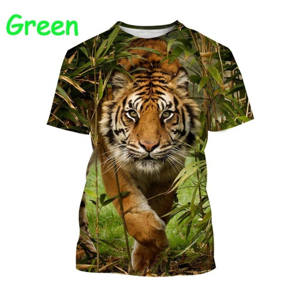 Hot-selling personalized fierce tiger 3D printed T-shirt, summer men's fashion, funny, cool, hip-hop animal short-sleeve top
