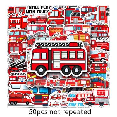 50 Stück Skateboard-Aufkleber Feuerwehrwagen-Aufkleber Coole Skateboard-Extremsport-Aufkleber Trolleykoffer Gitarre Tasse Notizbuch Trend-Aufkleber