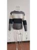 Maglione Pullover a Righe Girocollo Manica Lunga Casual da Donna Autunno Inverno