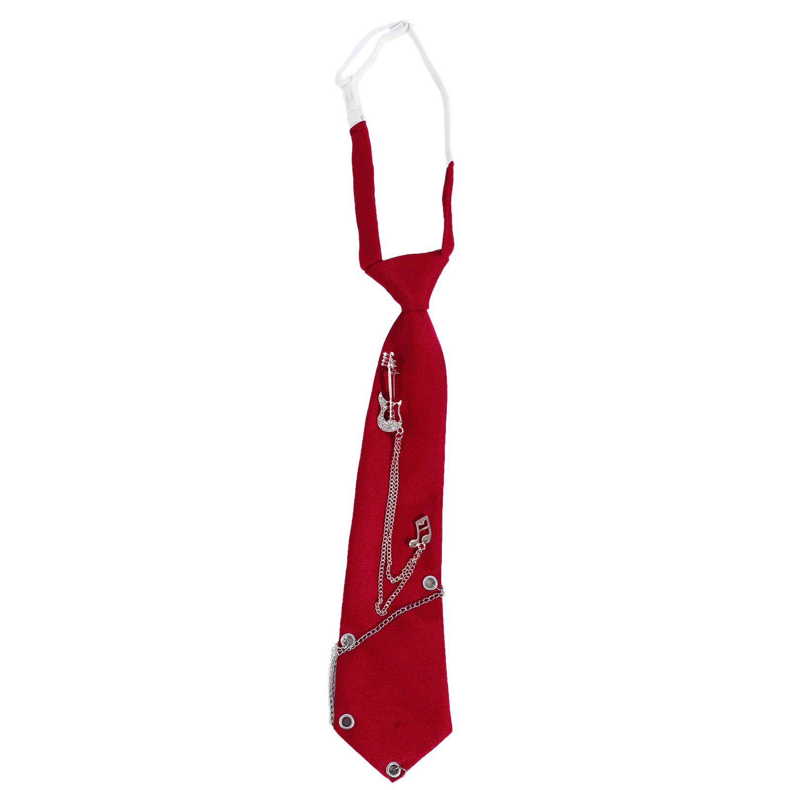 

Men Women Punk Metal Guitar Chain Pre Tied Tie Adjustable Strap Necktie Neckwear for Band Members and Individualists