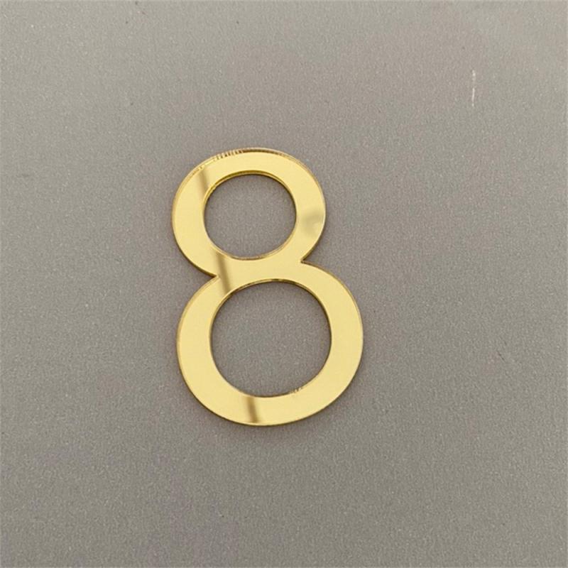 3D Self-adhesive Waterproof Plating House Number 0 To 9 Modern Gold Digits House Number Door Plate Address Outdoor Door Number