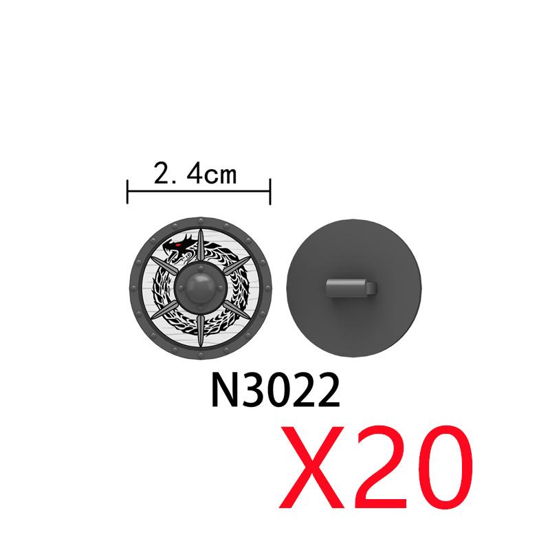 MOC Mittelalterliche Bausteine Charakter Ritter Krieger Zubehörset Helm Schulterrüstung Schild Bogen Pfeil Stein Geschenk Spielzeug X022