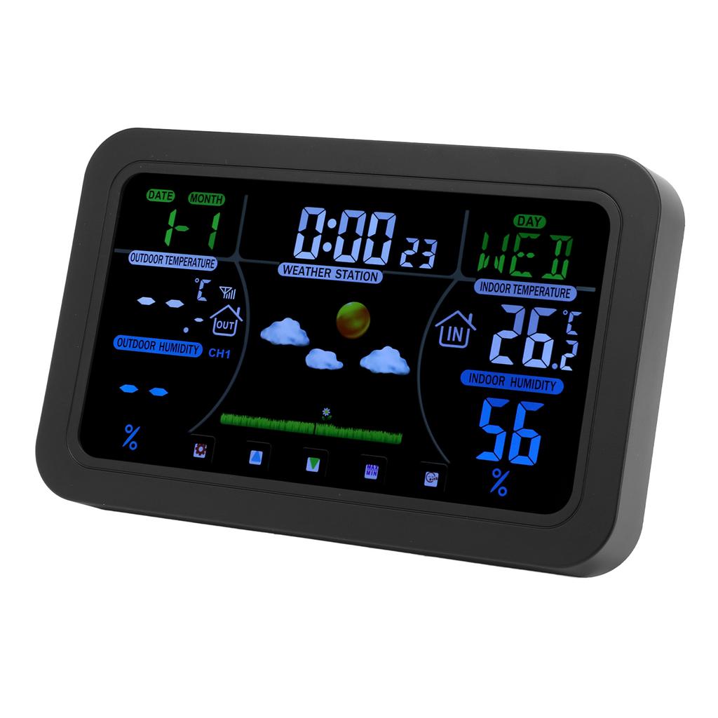 Hodiny s počasím HD 3 jasy, podsvícený displej, 12h 24h displej, multifunkční hodiny s předpovědí počasí