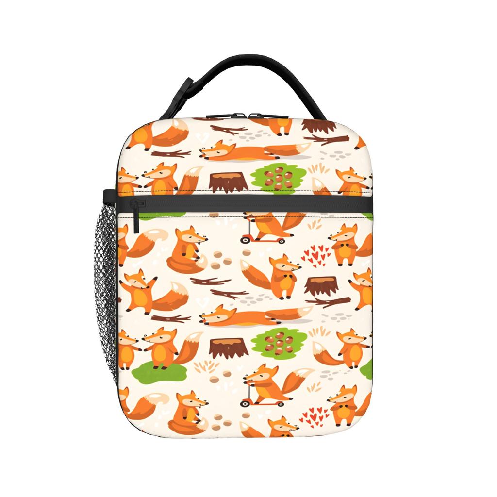 Cute Fox Lunch Bag For Adult Print Lunch Box Fun Picnic Cooler Bag Portable Oxford Thermal Tote Handbags