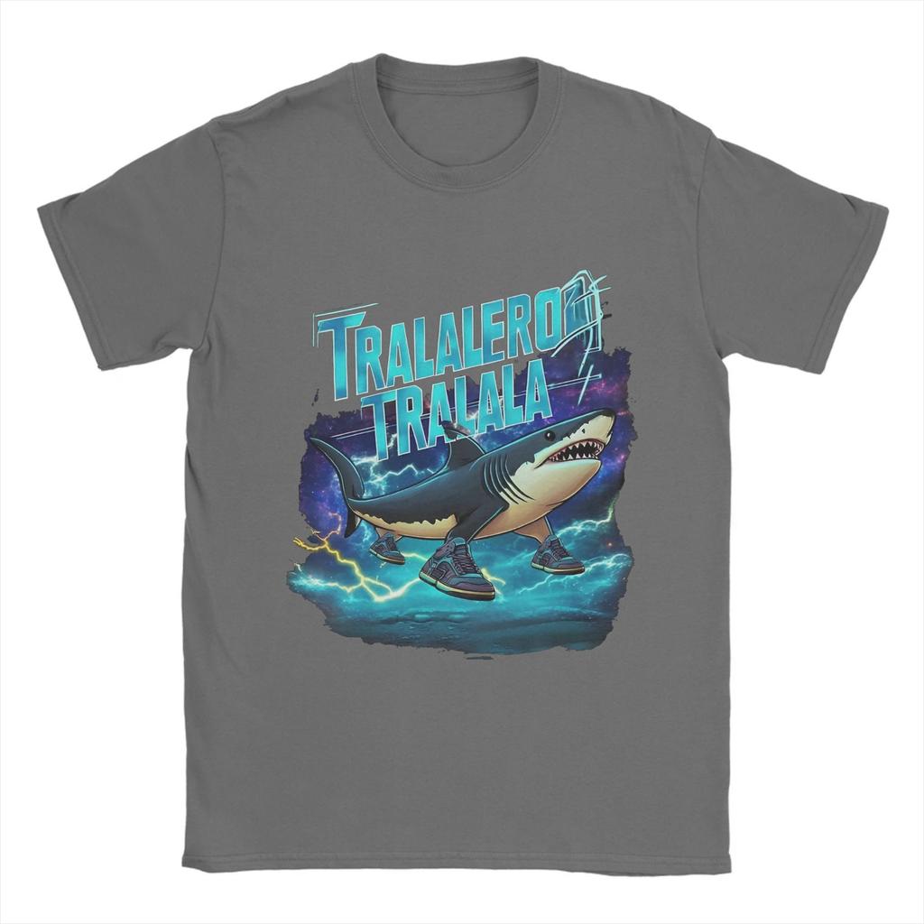 Pánské tričko Tralalero Tralala Vtipné žraločí meme Čistá bavlna Oblečení Novinka Krátký rukáv Kulatý výstřih Tričko Grafická trička