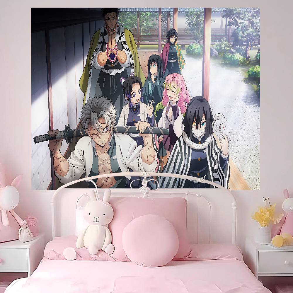 Anime Demon Slayer Kochou Shinobu Cartoon Tapestry Wall Hanging Decoration Household Home Decor