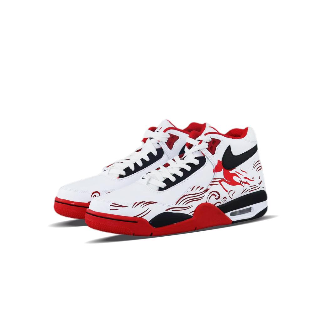 Nike Flight Legacy Abrasion Resistant Mid top Vintage Basketball Shoes Unisex Red BQ4212-100(Team840-1)