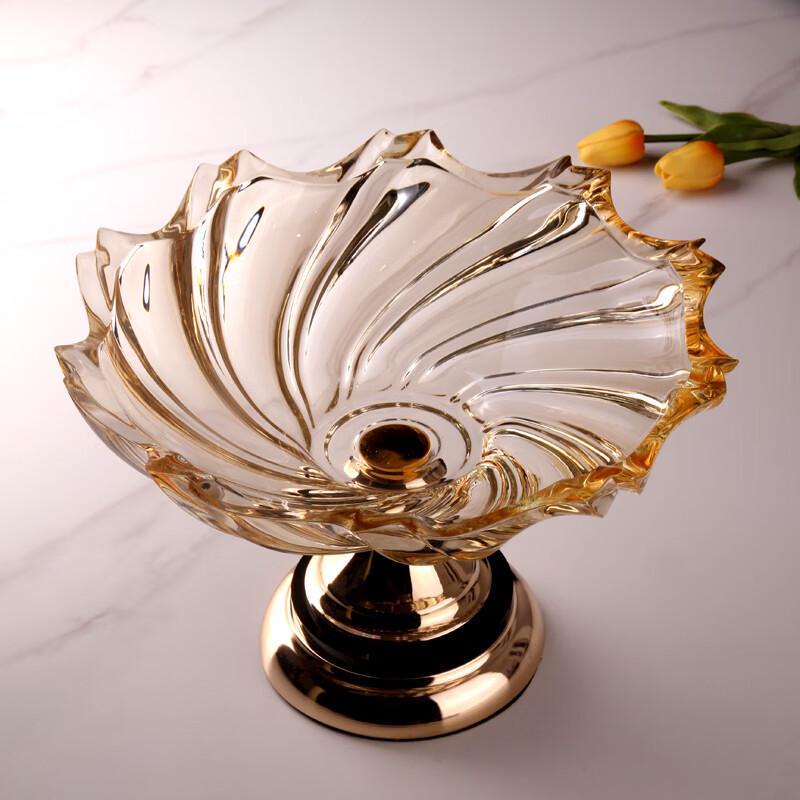 Flavinmci European Modern Pedestal Crystal Glass Fruit Bowl