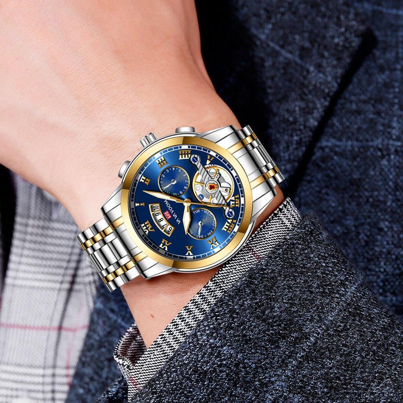 VA VA VOOM Edelstahl Tourbillon Nicht-automatische Mechanische Multifunktions-Businessuhr Leuchtende Wasserdichte Uhr Herren