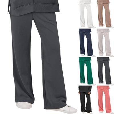 Women's Fashion Casual Solid Color High Waist Elastic Waist Loose Padded Pocket Pants Sweatpants