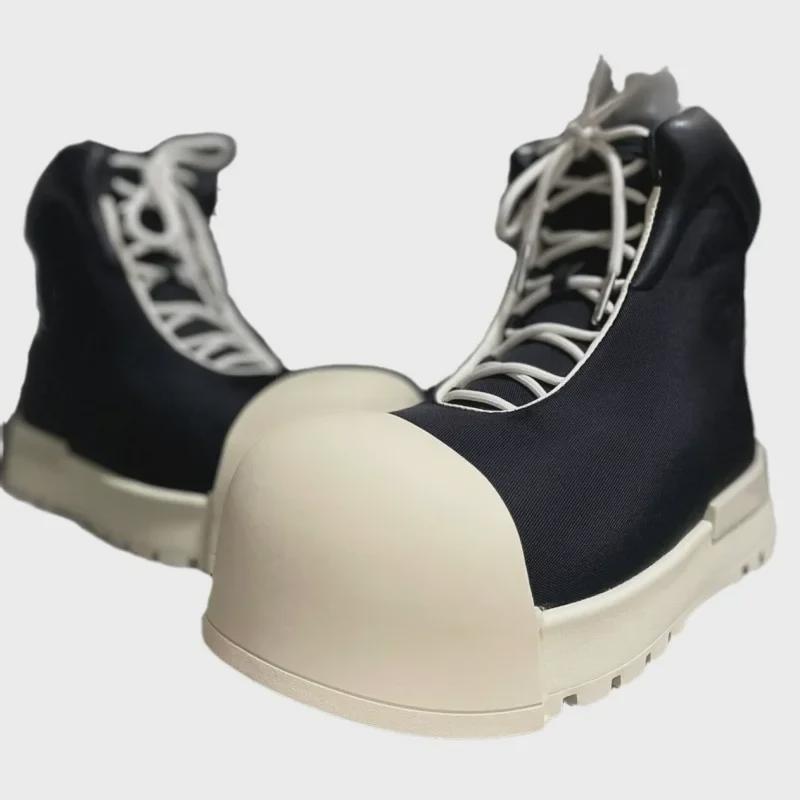 Miqi Women's Black & White High-Top Thick Sole Sneakers - 2024 Autumn/Winter Collection, Breathable & Casual Comfort