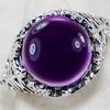 Elegant Purple Party Round Lady Jewelry Silver Plated Vintage Crystal Ring For Women