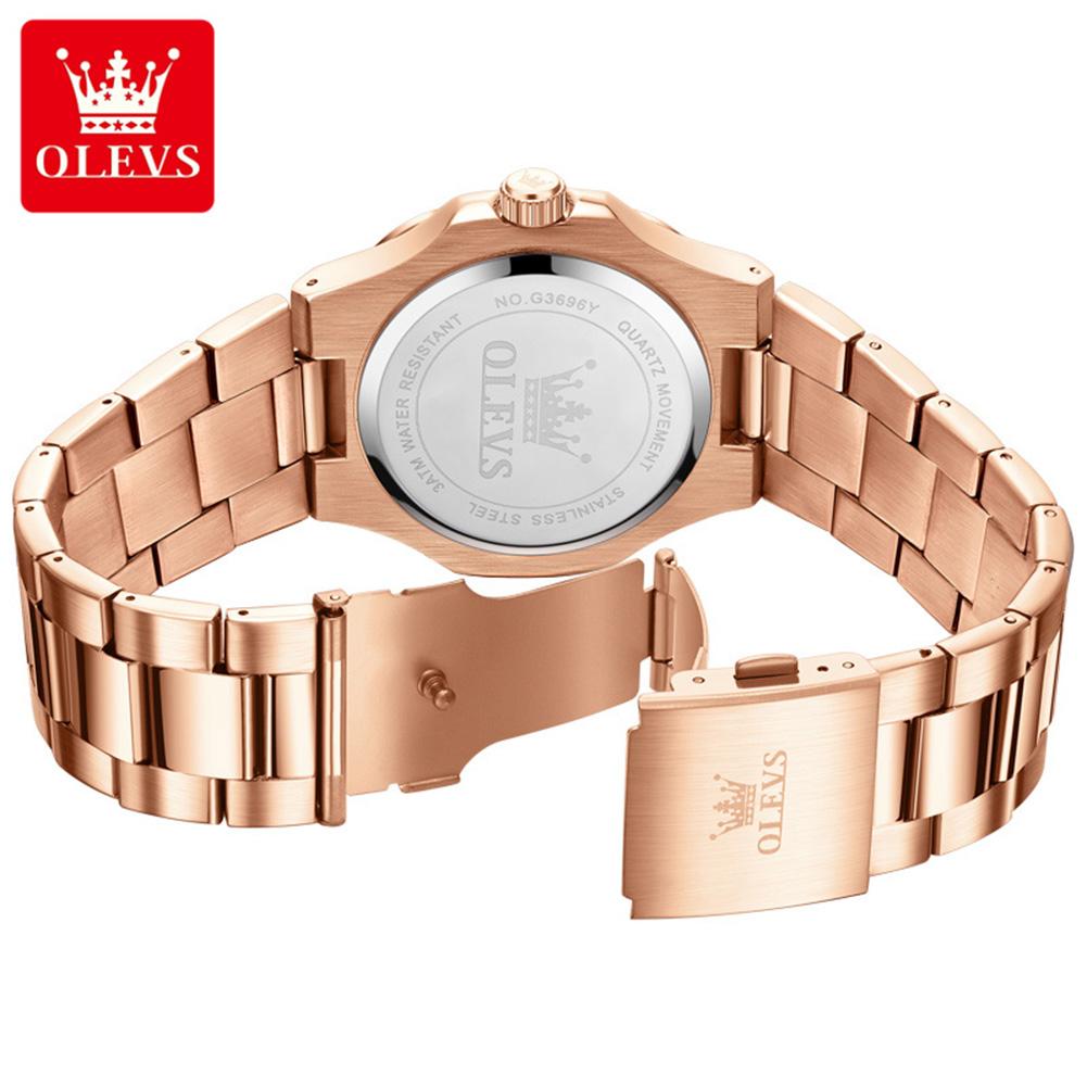 OLEVS 3696 Men Watches Top Brand Business Stainless Steel Calendar Date Waterproof Luminous Square Classic Man Quartz Wristwatch