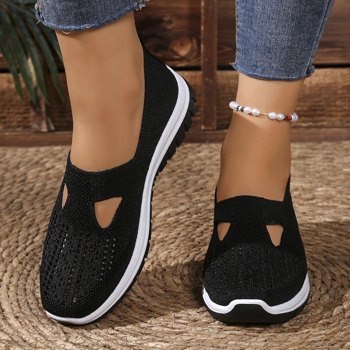 Модная и удобная повседневная обувь большого размера дышащая обувь из сетки вязаной мушкой на одном педале 36 1198₽