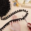 PH PandaHall 20 Yards Cotton Pom Poms Balls Fringe Trim, 13mm Round Pompoms Ball Triangle Connect Tassel Trim Black Ribbon Fringe Tassel Lace for DIY