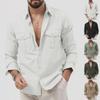 2024 New European & American Men's Multi-Pocket Casual Long-Sleeved Shirts