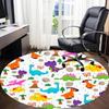 1pc Dinosaur Pattern Chair Carpet for Office, Round Polyester Mat, Indoor Decor for Office, Easycare Fabric, Washable Non-slip Area Carpet