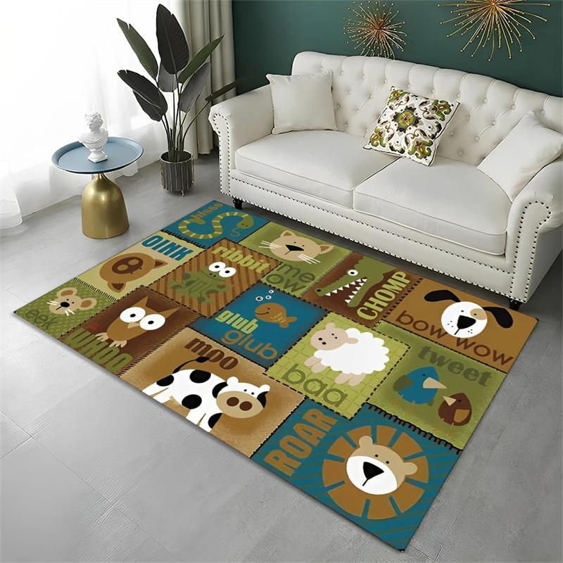 Cartoon Alphabet Animal Carpet For Early Education Classroom Playroom Decor Children Crawling Area Rug Non-slip Bath Floor Mat