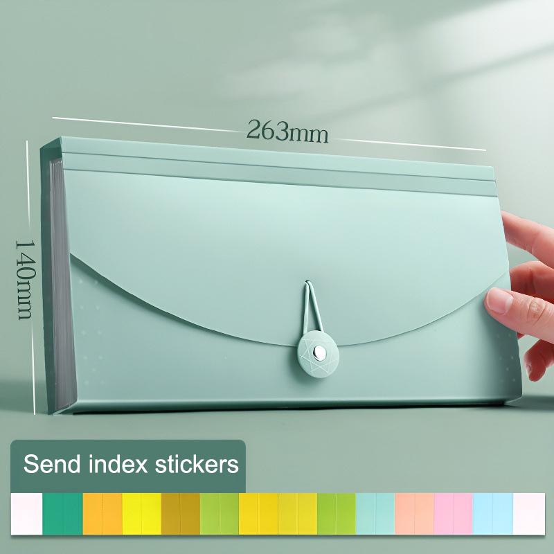 Папка-органайзер с 13 карманами расширяющаяся аккордеон для документов чеков квитанций счетов визиток билетов расширяемый полипропиленовый кошелек-кейс 263MM зелёный 595₽